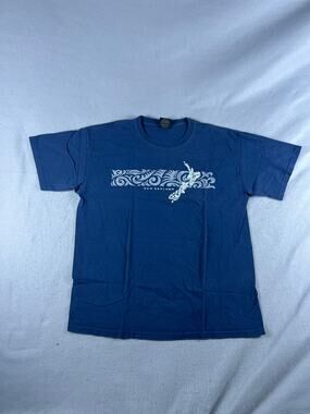 Super Shirts New Zealand Graphic T-Shirt Mens L Blue Crew Neck Tribal Logo Tee